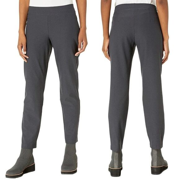 Eileen Fisher Gray Washable Stretch Crepe Travel Luxury Pants Small Petite - Picture 1 of 6